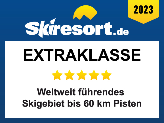 Skiresort.de award as top class world-leading ski resort 2023.